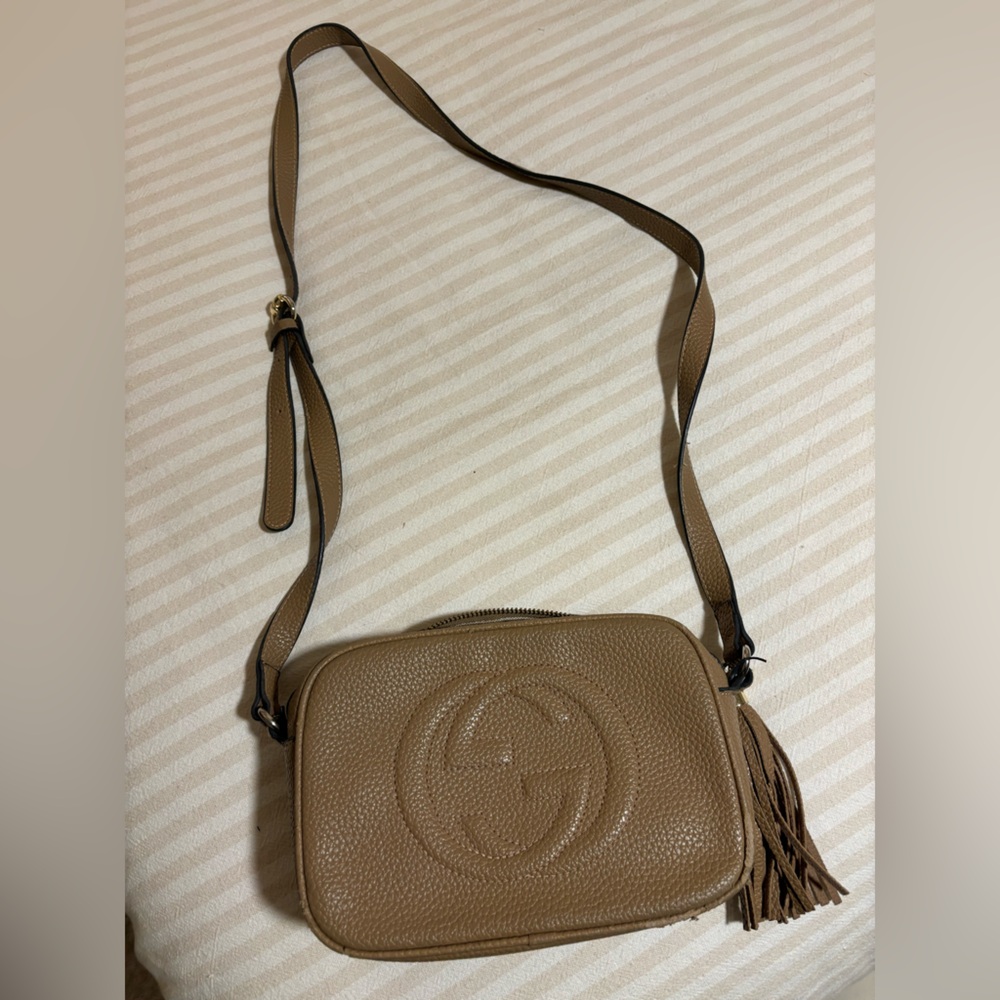 Faux Designer Tan Leather Crossbody Bag